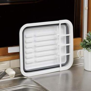 Imagem de U5GAAALPPQ9 Prateleiras de cozinha de drenagem portáteis de plástico doméstico de camada única para piso dobrável multiuso escorredor de pratos rack de tigela de drenagem