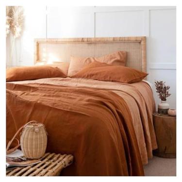 Imagem de Cama, conjunto de cama 100% linho branco, capa de edredom e fronha, capa de edredom e fronha de tecido doméstico com zíper, roupa de cama queen e king size (A 200 x 230 cm)