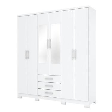 Imagem de Guarda Roupa Casal Caju 6 Portas Branco com Espelho - Henn