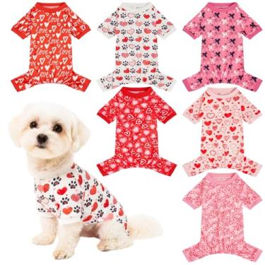 Imagem de Jeere 6 pijamas de dia dos namorados, macacão de pijama para cães pequenos, médios e meninas, roupas de inverno para animais de estimação (P)