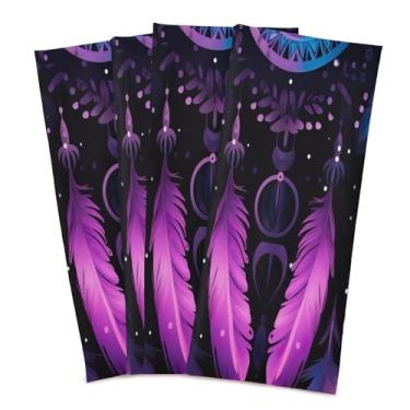 Imagem de Wassud Toalhas de cozinha coloridas apanhador de sonhos toalhas de prato de cozinha pacote com 4 panos de prato macios com laço para pendurar toalha de mão super absorvente de secagem rápida toalhas