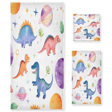 Imagem de xigua Conjunto de toalhas de banheiro de dinossauro de desenho animado absorvente macio 3 peças toalha de banho toalha de mão toalhas decorativas para banheiro, academia, hotel, praia, piscina
