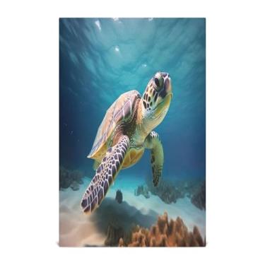 Imagem de Wassud Toalhas de cozinha tartarugas marinhas toalhas de prato de cozinha 1 pacote panos de prato macios com laço para pendurar toalha de mão super absorvente de secagem rápida toalhas de chá de mesa