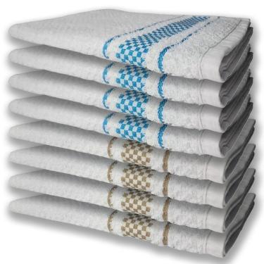 Imagem de 8 Panos De Prato Atoalhado Felpudo Premium 4 Azul 4 Marrom