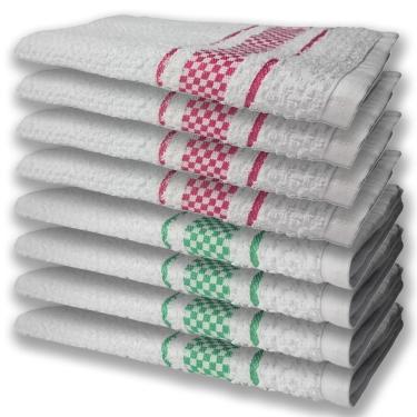 Imagem de 8 Panos De Prato Atoalhado Felpudo Premium 4 Rosa 4 Verde