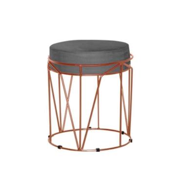 Imagem de Puff Aramado Babu Com Armação Bronze Estofado Em Suede