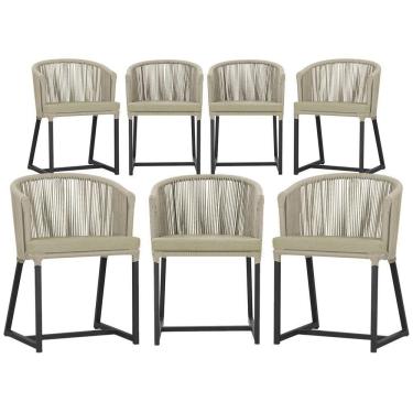 Imagem de 7 Cadeiras De Jantar área Noronha Preta E7 Trama  Rami