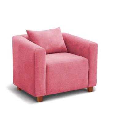 Imagem de Poltrona Decorativa Helena Suede Pink - Inova Decorações