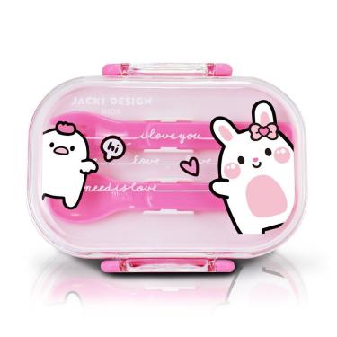 Imagem de Pote Para Lanche De 2 Andares Amiguinhos 400 Ml - Jacki Design Coelho Pink