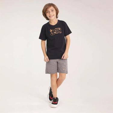 Imagem de Conjunto Curto Tigor T Tigre Camiseta Bermuda Bordado Preto-Masculino