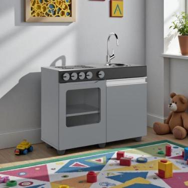 Imagem de Cozinha De Brinquedo Infantil Mini Cinza Preto - Ofertamo