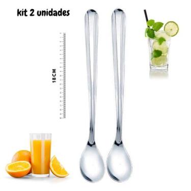 Imagem de Kit 2 Colheres Alongada P/ Suco Vitamina Caipirinha Milk Shake - MIXJA