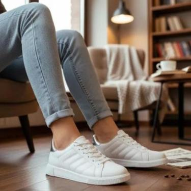 Imagem de Tênis Feminino Moleca Casual Detalhe Metalizado 5759.312- Branco-Feminino