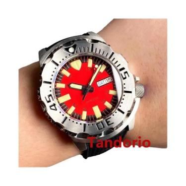 Imagem de Relógio Automático Masculino Com Mostrador Laranja Luminoso De 42mm E 