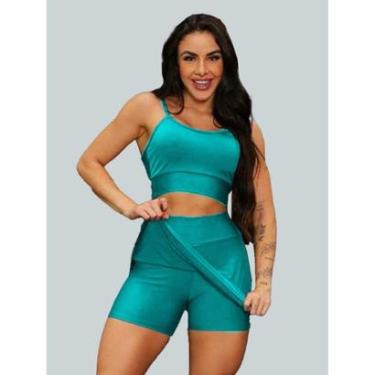 Imagem de Conjunto Short Saia Academia Saia Beach Tennis Com Short Interno Donna Martins-Feminino