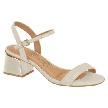 Imagem de Sandália Vizzano 6428.101 Salto Baixo Grosso Casual Festa Feminino - Branco Off-Feminino