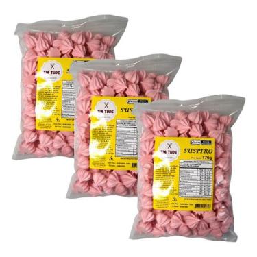 Imagem de 600 Mini Suspiros Premium Lembrancinha 3x170g Cor Rosa Bebê