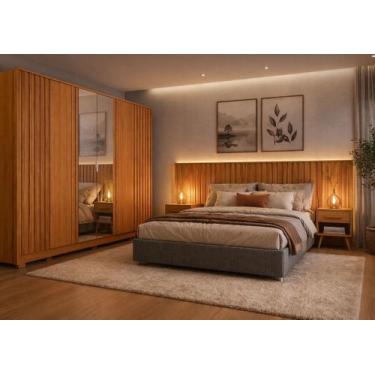 Imagem de Dormitório casal Ripado completo espelho Premium Arbo Design
