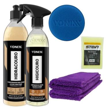 Imagem de Kit Para Limpar E Hidratar Banco De Couro Automotivo Vonixx, Único