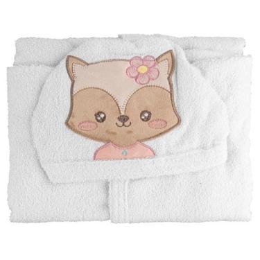 Imagem de Roupão de Felpa Soft Liso com Capuz Bordado PP - Baby Joy, Raposinha b