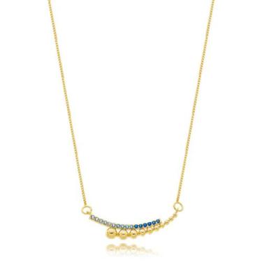 Imagem de Colar Feminino Cravejado com Zircônias Minimalista Banhado a Ouro 18k 