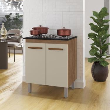 Imagem de Balcão para Cooktop 4 Bocas Jade 70cm 2 Portas 1 Prateleira - Savana/O
