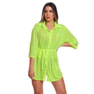 Imagem de Saída de Praia Chemise Camisão Feminino Preto - Areia Tropical, G, Ama