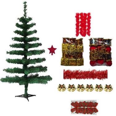 Imagem de Kit Árvore De Natal Verde 52 Itens Enfeites Decorada 60cm 40 Galhos - 