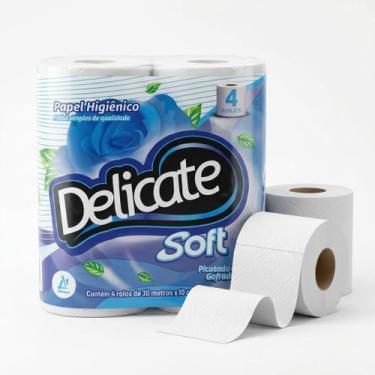 Imagem de Papel Higiênico Flocos 30 Metros Com 4 Rolos - CV DESCARTAVEIS