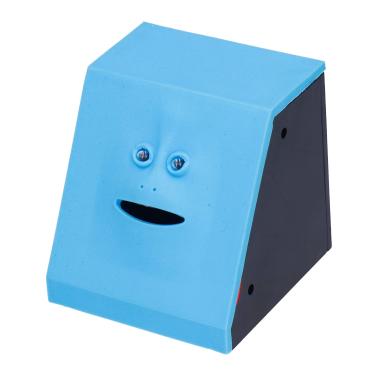 Imagem de Banco de rosto de economia de moedas, banco de economia de dinheiro eletrônico automático para crianças para mesa noturna(Cara azul)