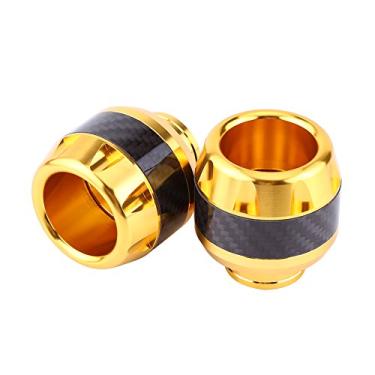 Imagem de 1 par de capas deslizantes dianteiras para garfo de garfo de proteção contra impactos Keenso de fibra de carbono para garfo dianteiro, proteção contra impactos (dourado)