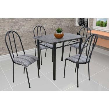 Imagem de Conjunto de Mesa com 4 Cadeiras Genebra Couro Sintético