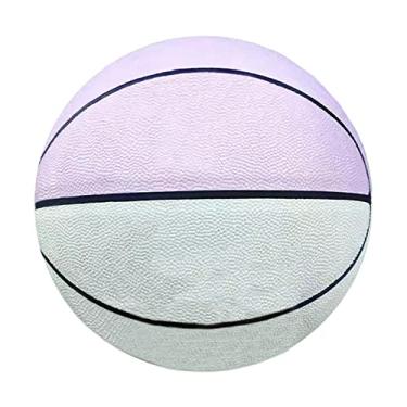 Imagem de No. 7 Basquete, resistente ao desgaste de couro macio PU, boa aderência, presente de aniversário infantil. Adequado para o uso interno e externo. (8 cores),Pink and white