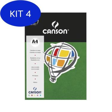 Imagem de Kit 4 Papel A4 Canson Color Plus 120G Verde Escuro 15 Folhas