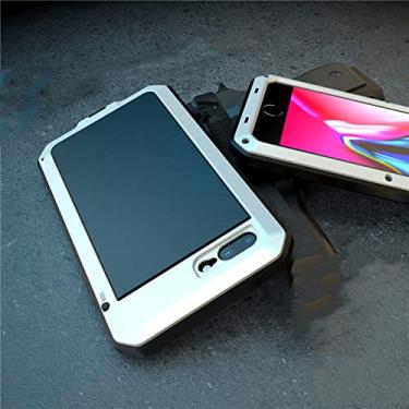 Imagem de Armadura à prova de choque Metal Alumínio Capa de telefone para iPhone 11 Pro XS MAX XR X 7 8 6 6S Plus 5S 5 SE 2020 Capa protetora completa, branca, para iPhone 7 Plus