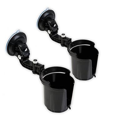 Imagem de VaygWay Suporte de copo de carro embutido - Pacote com 2 garrafas de console dobrável de qualidade premium - Suporte de lata para veículo de bebida ajustável preto - Organizador de inserção de sucção para janela - Carro universal SUV Rv Jeep