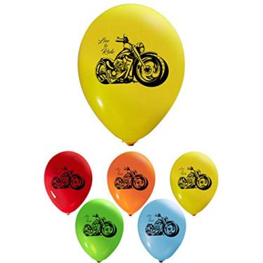 Imagem de Balões de motocicleta – Látex de 30,5 cm – Impressão nos dois lados (16 unidades) para festas de aniversário ou qualquer outro evento – Encha com ar ou hélio