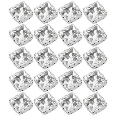 Imagem de 20pcs garra sapatos clipes, cristal charme fivela sapato clipes brilhantes briche mão costura sapatos clipes para botas fivela casamento (quadrado)