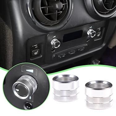 Imagem de PIUGILH Tampa do botão de controle de volume do fone de ouvido do console central traseiro para Hummer H2 2003-2007, acabamento do botão do interruptor do console central (prata)