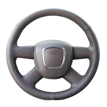 Imagem de Capa de direção de carro DIY costurada à mão em couro preto Capa de volante de carro, para Audi A4 B7 B8 A6 C6 2004-2011 / Q5 2008-2012 / Q7 2005-2011
