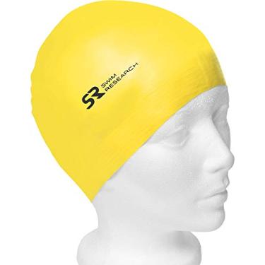 Imagem de Touca de natação de látex sólido durável da Swim Research, Yellow-3PK