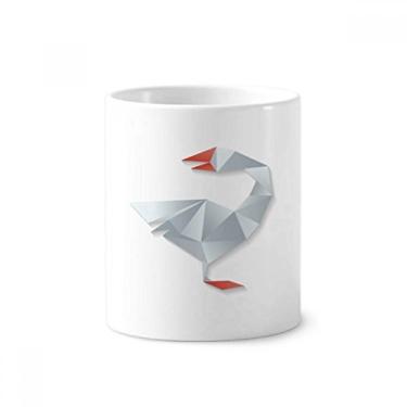 Imagem de Suporte para caneta de escova de dentes abstrata geométrico com padrão de origami de ganso e suporte de cerâmica