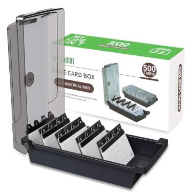 Imagem de MyLifeUNIT Suporte de cartão de visita, organizador de cartões de índice de 5,6 cm x 9 cm com divisórias e abas de índice, capacidade: 500 cartões