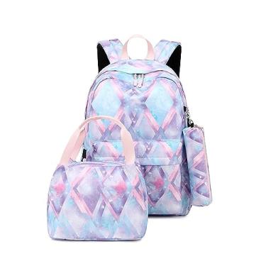 Imagem de Mochila feminina Star Sky amarrada tingida mochila bolsa de refeição bolsa de caneta conjunto de três peças mochila escolar, Pk2, One Size, Mochilas