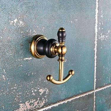 Imagem de Gancho para roupão de banheiro, ganchos duplos para roupas, latão sólido, dourado, produto de hardware para banheiro, acessórios para banheiro, ouro, china