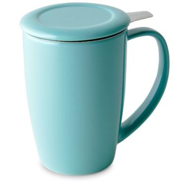 Imagem de FORLIFE Caneca de chá Curve Tall com infusor e tampa, 425 g, turquesa