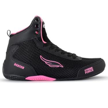 Imagem de Bota Feminina Derten Xtreme Force Botinha Academia Treino Confortável Leve (Preto/Rosa, BR, Adulto, Numérico, 35)
