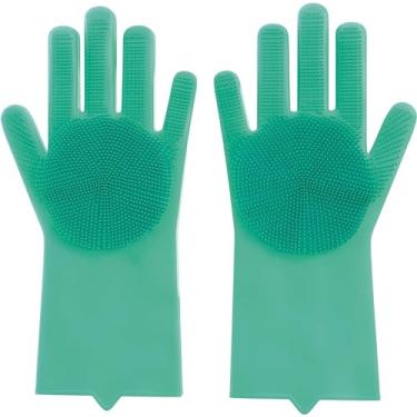 Imagem de Luva Esponja de Silicone Mágica Para Lavar Louça Pratos Copos Talheres Limpeza da Cozinha Trabalho Doméstico Banheiro Banho Lavagem de Carro Banho em Pet Cão e Gato Luva Reutilizáveis (VERDE)