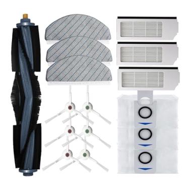 Imagem de Peças sobressalentes de substituição para aspirador de pó Ecovacs DEEBOT T10 Plus, 1 escova principal, 3 pares de escovas laterais, 3 filtros, 3 esfregões, 3 acessórios para saco de pó (pacote com 16)