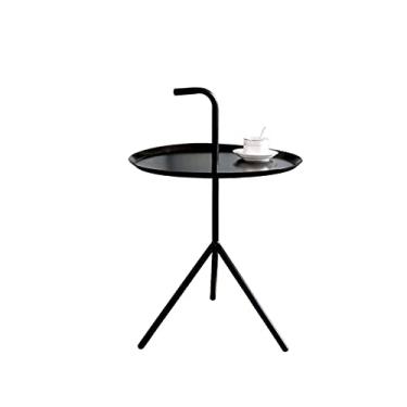 Imagem de Mesa de sala de estar mesa lateral mesa de canto mesa de chá ferro forjado pequena mesa de centro sofá mesa lateral (cor: preto) hopeful